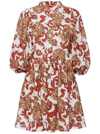 La DoubleJ botanical-print poplin dress - Red