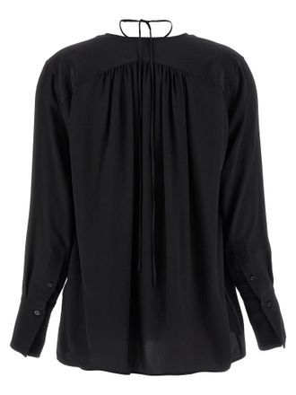 Victoria Beckham Gathered Tie-Detail Silk Blouse - Black