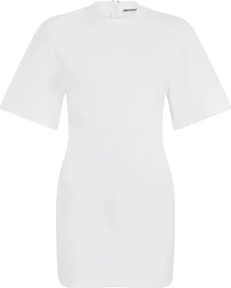 Alexander Wang Draped Jersey Minidress - Dames - Korte kleedjes - Wit - 3XS - Katoen - Kleedjes