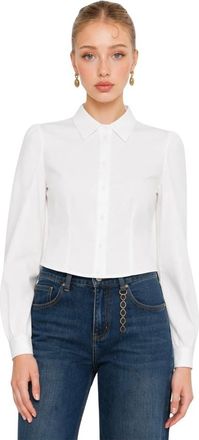 Kocca Overhemden, Dames, Wit, M, Leer, Blouse met puntkraag en knoopsluiting