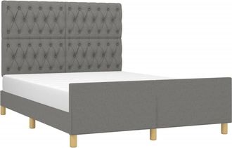 vidaXL Cama Sin Colch&oacute;n Tela Gris Oscuro 140x190 Cm Vidaxl