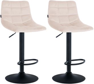 Clp Clp - Juego De 2 Taburetes De Bar Jerry En Terciopelo Beige Negro
