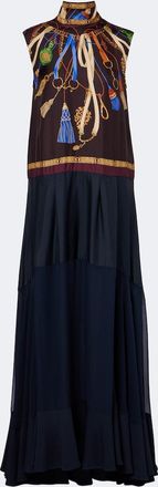 Etro Draped printed silk twill gown