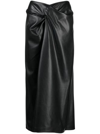 Stella McCartney knotted midi skirt - women - Polyester/Polyurethane - 34 - Black