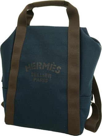 Herm&egrave;s Navy Canvas Backpack (Pre-Owned)