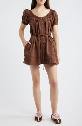 Damson Madder Jayne Organic Cotton Minidress in Chocolate at Nordstrom, Size 16 Us
