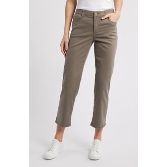 Wit & Wisdom High Waist Straight Leg Stretch Twill Pants in Brindle Olive at Nordstrom Rack, Size 6