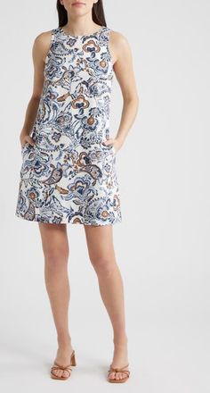 CeCe by Cynthia Steffe Floral A-Line Minidress in Windsurfer at Nordstrom, Size X-Small