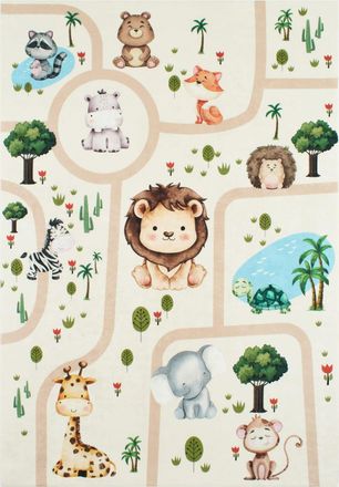 Nazar Rugs Alfombra infantil con motivo de animales - beige - 160x230