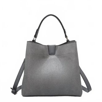 Jen & Co. Womens Tati Lizard Monogrammable Satchel Bag In Grey