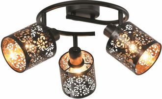 Reality Plafoniera Rotonda Nera Kiga 3 Luci E14 40w Reality