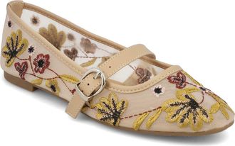 Mia Bluet Embroidered Mesh Mary Jane Flat in Pink Mesh/Multi at Nordstrom Rack, Size 6.5