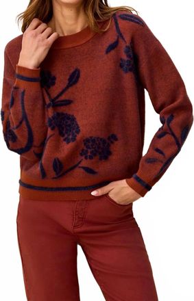 Tribal Womens Eyelash Embroidered Long Sleeve Mock Neck Knit Sweater In Cedar