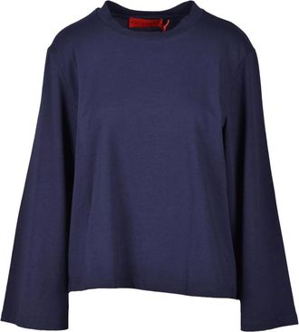 Wild Cashmere Tshirt - Dames - Longsleeves - Blauw - M - Katoen - Tops