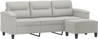 vidaXL Vidaxl - Sofá de 3 plazas y taburete tela microfibra gris claro 180 cm
