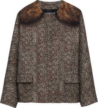 Prada Giacca monopetto con stampa - Marrone