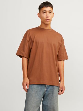 Jack & Jones Rundhalsshirt JACK & JONES JJEURBAN EDGE TEE SS O-NECK NOOS, Herren, Gr. S, braun (mocha bisque), Jersey, Obermaterial: 100% Baumwolle, unifarben, rel