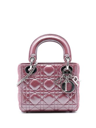 Dior 2015 Mini Iridescent Lambskin Cannage Lady Dior satchel - women - Lambskin - One Size - Pink