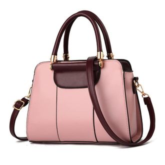 Generic Two-toned Purses and Handbags for Women Top Handle Satchel Crossbody Bag Fashion Ladies Shoulder Bag Tote Purses (Pink)