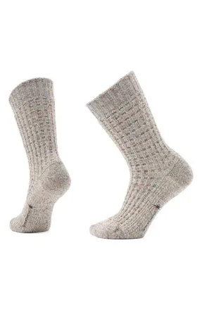 Smartwool Everyday Waffle Press Merino Wool Blend Crew Socks in Taupe-Natural Marl at Nordstrom, Size Medium