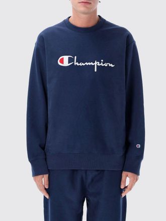 Champion Felpa girocollo in cotone con logo a contrasto e spalle cadute