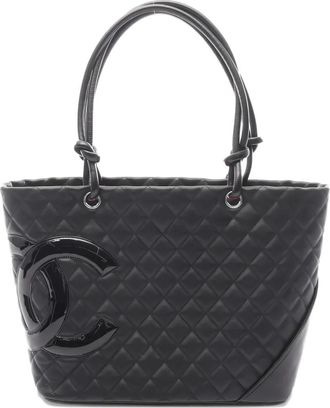 Chanel 2010-2011 large Cambon quilted logo-detail tote bag - Black