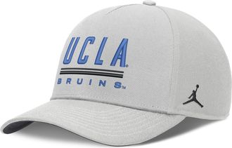 Nike Jordan Mens UCLA Sideline Practice Rise Jordan Brand Dri-FIT College Adjustable Hat in Grey | JC060BBUCL-RKB