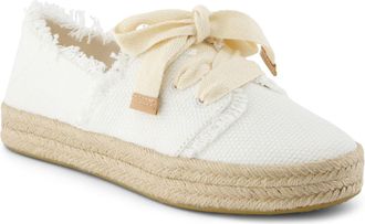 Toms Toms Carolina Lace Up Cotton Womens White Beachside Espadrilles - Size UK 8