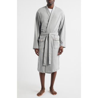 BOSS Shawl Collar Knit Cotton Robe in Medium Grey at Nordstrom, Size Xx-Large