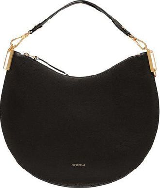 Coccinelle Womens Handbag Black-Cognac Cowhide