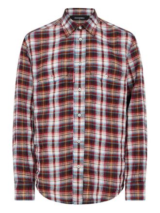 Dsquared2 Red Multicolour Plaid Button-Up Shirt