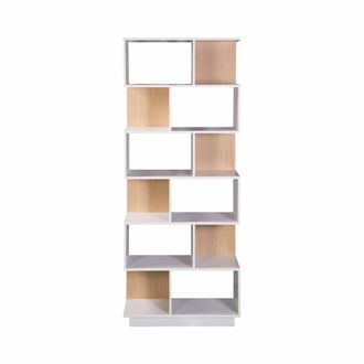Mobili Rebecca Estanter&iacute;a con 6 estantes de aglomerado blanco y marr&oacute;n claro