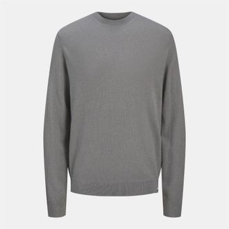 Jack & Jones Jack & Jones Mens and Brooks Relaxed Fit Cashmere Blend Sweater Crew Sweatshirt in Grey - Size Large