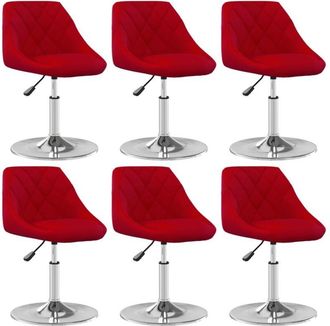 vidaXL Sillas De Comedor Giratorias 6 Unidades Terciopelo Rojo Tinto Vidaxl