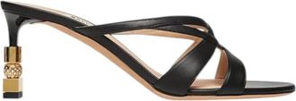 Bally Carolyn Leather Block Slide Sandals, Brand Size 36 ( US Size 5.5 )