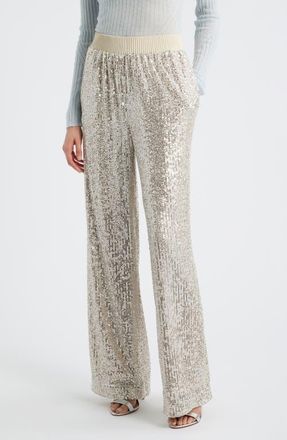 Boss Orange by Hugo Boss Tilloi Sequin Wide Leg Pants in Open Beige at Nordstrom, Size 10