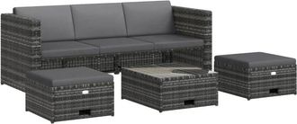 vidaXL Set De Muebles De Jard&iacute;n 4 Pzas Y Cojines Rat&aacute;n Sint&eacute;tico Gris Vidaxl