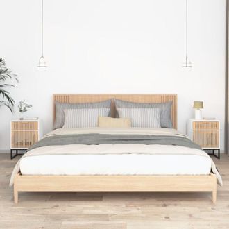 vidaXL Comodini 2 pz Bianchi 40x30x55,5 cm Legno Multistrato e Ferro - Vidaxl