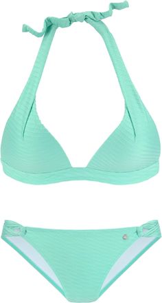 s.Oliver Triangel-Bikini S.OLIVER, Damen, Gr. 32, Cup A, gr&uuml;n (mint), Polyamid, Strukturmuster, Bikini-Sets Triangel-Bikini, mit Zierknoten