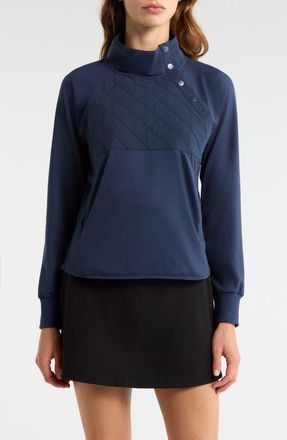 Swannies Ellis Mixed Media Pullover in Navy at Nordstrom, Size Xx-Large