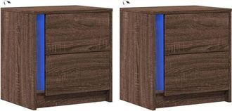 vidaXL Vidaxl - Bedside Cabinets with led Lights 2 pcs Brown Oak Engineered Wood