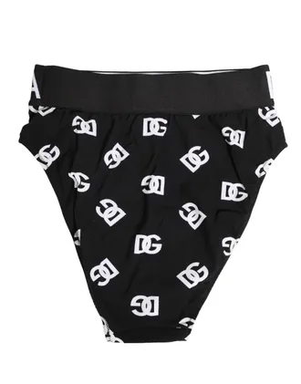 Dolce & Gabbana Womens White Black Logo Waistband Midi Brief Underwear And Elastane Nylon Clothing