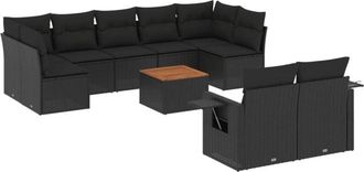 vidaXL Vidaxl - Set De Sof&aacute;s De Jard&iacute;n 10 Pzas Cojines Rat&aacute;n Sint&eacute;tico Negro