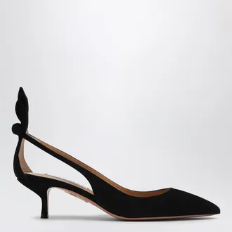 Aquazzura D&eacute;collet&eacute; Deneuve nero in pelle scamosciata