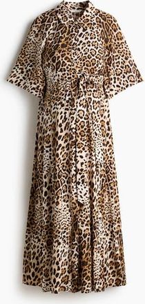 H&M Mama Before & After Shirt Dress in Light Beige/leopard Print at Nordstrom, Size Xx-Large