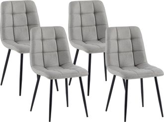 Clp Clp - Lote De 4 Sillas De Comedor Antibes Tela Gris Claro