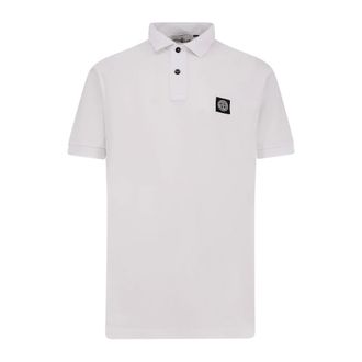 Stone Island Polo Shirts, male, White, Size: 2XL Logo Polo Shirt
