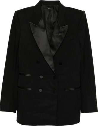 Tom Ford Jassen Black - Dames - Blazers - Zwart - 2XS - Satijn - Jassen
