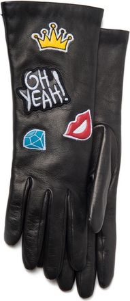 Portolano Leather gloves with patches in Black at Nordstrom, Size Medium