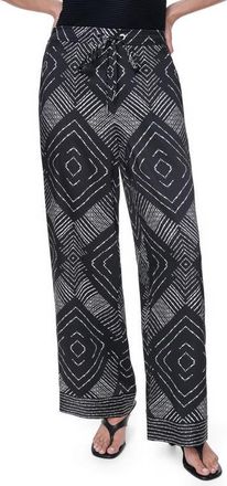 DKNY Scarf Print Wide Leg Pants in Geo Diamond Pointelle at Nordstrom, Size X-Large